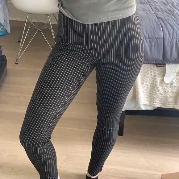 Who What Wear Pinstriped Black Tight Pants - Picture 8 of 9